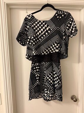 ILLA ILLA Black and White Lace Trim romper